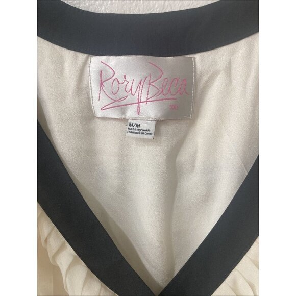 New Rory Beca Ivory Surplice Pleat Dress Casual New size M Party sleeveless - Picture 4 of 8
